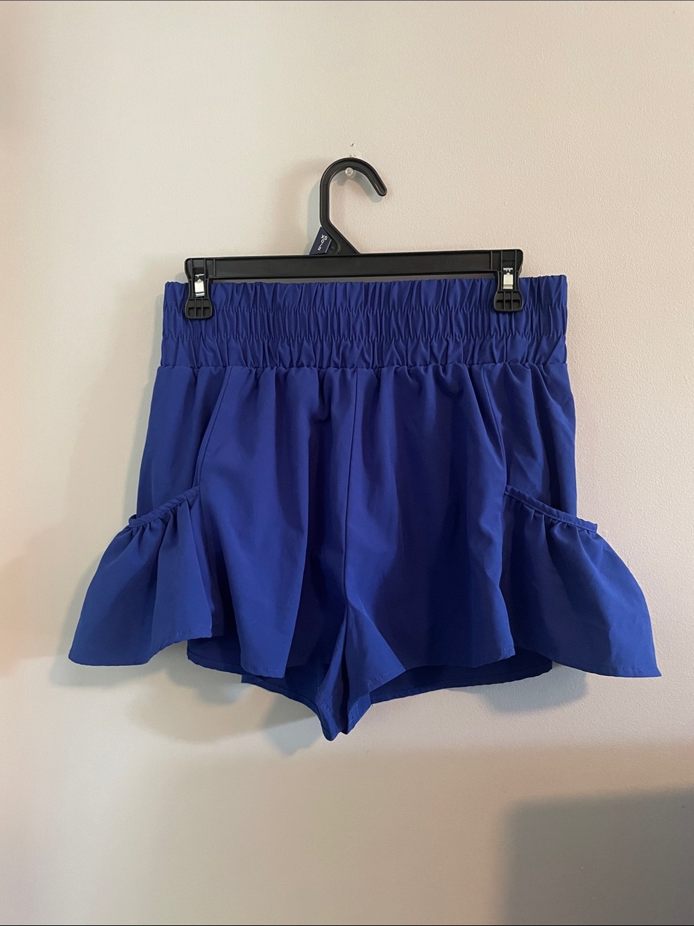 Smocked-Waist Royal Blue Ruffle Pocket Skort